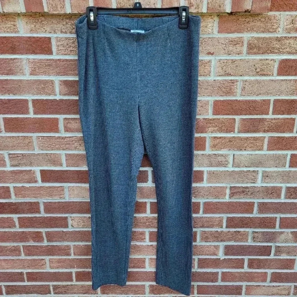 J. Jill Ponte Slim Leg Pants Women's Size Medium Houndstooth Grey Elastic Waist - Picture 1 of 7